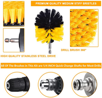 Ensemble de 6 brosses de nettoyage pour perceuse avec rallonge longue
