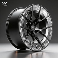 Jantes forgées monobloc 5x112 5x114.3 6061-T6 Noir brillant à lèvre perforée 5 branches concave profond pour BMW Audi Porsche OEM Personnalisé