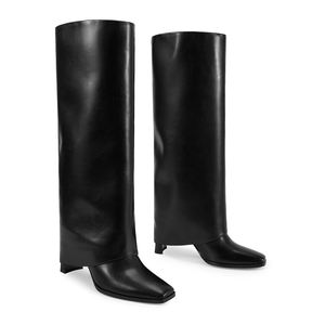 Getweiss זול הסיטונאי רטרו נשים מגפיים שחור pu מרובע בוהן גבוה woopdover מגפיים מערב גבוה עקבים גבוהים הברך - Product Image 3