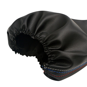 Funda Protectora para Palanca de Cambios para BMW Serie 3, Cuero Negro con Costuras Rojas y Azules, Juego de Fundas para Palanca de Cambios y Freno de Mano - Product Image 3