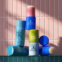 Emballage de luxe personnalisé en plastique ABS rond mat rose pour cosmétiques, déodorant, blush, parfum solide, crème solaire