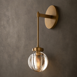 Brass Adjustable Swing Arm <b>Wall</b> <b>Sconce</b> Ribbed Clear Glass Globe Indoor Bathroom <b>Wall</b> Lamp - Product Image 2