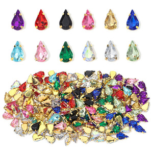 พลอยเทียมอะคริลิคทรงหยดน้ำพร้อมกรงเล็บสีทองแบบเรียบคริสตัลใสเย็บติดพลอยเทียมสำหรับคลิปผมเครื่องประดับเสื้อผ้า - Product Image 2