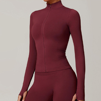 Nouvelle veste de sport respirante, anti-transpiration, à séchage rapide, à fermeture éclair, à manches longues, hauts de yoga, pulls de sport, sweats de gym, running, fitness pour femmes