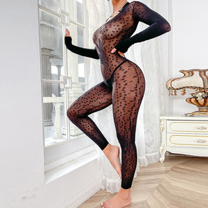 <span class=keywords><strong>Lingerie</strong></span> érotique <span class=keywords><strong>Sexy</strong></span> <span class=keywords><strong>Chic</strong></span> Perspective pour femmes Speck V Neck Long Sleeve Bodystocking - Product Image 6