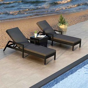 Chaise longue d'extérieur moderne pliable en rotin avec coussins pour salon, hôtels, piscines, balcon, détente et <span class=keywords><strong>bain</strong></span> <span class=keywords><strong>de</strong></span> <span class=keywords><strong>soleil</strong></span> - Product Image 5