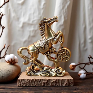 Statua Portafortuna in Ottone dello Zodiaco: Cavallo che Calpega Monete, Ornamento da Scrivania Feng Shui, Regalo Artigianale, Scultura Animale - Product Image 6