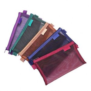 Purple Large-Capacity Pencil case Transparent Mesh Stationery <b>Bag</b> Custom logo Color Stationery Document <b>Bag</b> for Student - Product Image 6