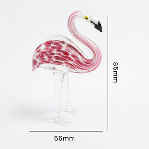 งานฝีมือแก้วเป่ามือ รูปนกฟลามิงโก้สีแดงชมพู งานศิลปะแก้วมูราโน่โบราณ ของสะสมตกแต่งบ้าน - Product Image 4