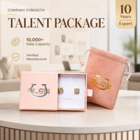 Boîtes de rangement pour boucles d'oreilles de luxe avec logo imprimé personnalisé, avec sac en velours flanelle, boîte à bijoux en carton