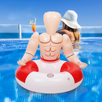 Flotador Inflable de Salvavidas, Rojo y Blanco, 71cm/28in, Disfraz Hawaiano, Accesorios para Disfraces Hawaianos
