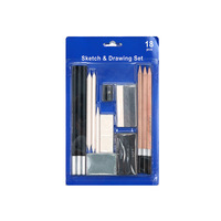 KAMEI Art – Kit de dessin professionnel 17 pièces : fusains, gommes, crayons de couleur, crayons à croquis, emballage blister, pour peinture artistique