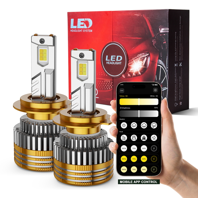 R13A 75W LED Headlights H1 H4 H7 H11 9005 9006 Aluminum 12V Waterproof RCJ APP Control Color Change New Car LED Headlight Bulb