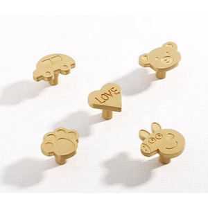 Poignées de tiroir et de placard pour meubles d'enfants, motif animal de dessin animé, forme <span class=keywords><strong>cochon</strong></span> doré, mignonnes, pour chambre à coucher, armoire, placard, quincaillerie de tirage - Product Image 6