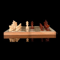 Jeu de société professionnel pliable en bois, échecs et dames, non magnétique, double face, écologique, en boîte colorée du Zhejiang