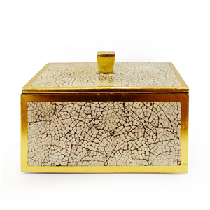 Luxury Crackle Lacquer <b>Box</b> with Gold Trim Elegant Decorative Storage Case for Jewelry <b>Keepsake</b> and Premium Gift Use - Product Image 5