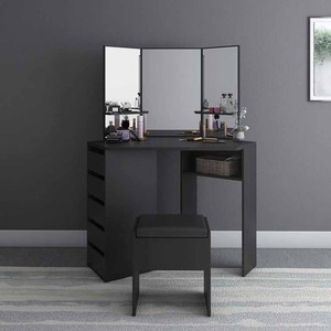 Top Rated Mdf <strong>Black</strong> Mirror Drawer Makeup <strong>Vanity</strong> <strong>Table</strong> Dressing <strong>Table</strong> with Stool - Product Image 4