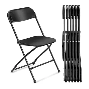High Quality Trusted Partner Black Plastic Folding Chair Easy Storage And Transport Hard Dinning Chairs