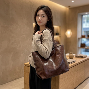 Bolso de Mano Elegante de Cuero Genuino para Mujer, con Cierre, Impermeable, Anti-Robo, Duradero, Ligero, con Correa Cruzada - Product Image 1