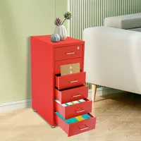 Armoire de classement mobile commerciale avec serrure, 4 roulettes, en acier, verticale, pour bureau, armoire latérale intérieure, rangement, 6 tiroirs