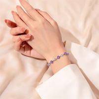 Bracelet en argent plaqué avec perles en forme de cœur pour femmes, bijoux élégants en Zircon, cadeau
