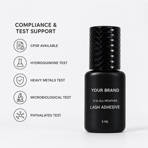 Colle noire pour extensions de cils 5ml, séchage rapide en quelques secondes, faible humidité, adhésif professionnel pour le volume et le coiffage des cils - Product Image 2