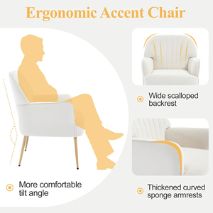 Comfortable Velvet Accent <b>Chair</b> Modern <b>Upholstered</b> Living Room <b>Chairs</b> Soft Luxury Single Sofa Armchair with Metal Legs - Product Image 6