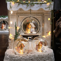 Boule de Noël en verre de luxe, miniature 3D, maison de neige, Père Noël, gnome, décoration d'arbre de Noël, ornement de table suspendu
