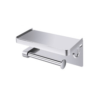 Support mural moderne en acier inoxydable 304 pour papier toilette et serviettes de bain d'hôtel, avec étagère multifonction pour téléphone, garantie 1 an