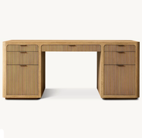 Bureau ergonomique en bois massif Cambria avec tiroir, bureau d'écriture en chêne américain pour la maison ou l'utilisation informatique