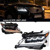Phare de projecteur triple LED pour Lexus LX570 2007-2015, clignotant séquentiel modifié, Plug & Play