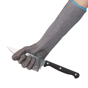 قفازات أمان صناعية ثقيلة مضادة للقطع ANSI A9، بأكمام طويلة إضافية 38 سم، مصنوعة من الأسلاك الفولاذية المقاومة للصدأ - Product Image 4