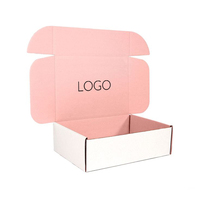 Boîtes d'expédition en carton ondulé rigide kraft personnalisées en gros, écologiques, imprimées, vierges, de couleur rose, avec logo