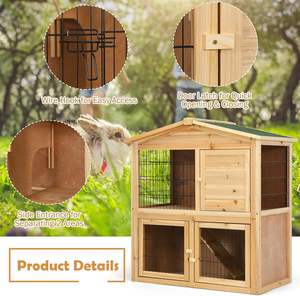 Doppeldecker Rabbit Hutch Wasserdichtes Dach Meers chweinchen Frettchen Käfig Rampe Outdoor Pet <span class=keywords><strong>House</strong></span> für Kleintiere Holzbau - Product Image 5