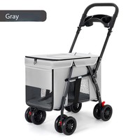 Chariot pour animaux de compagnie multifonctionnel léger à quatre roues, réglable, pliable, portable, pour chiens et chats de petite taille, idéal pour les voyages en extérieur - Vente chaude