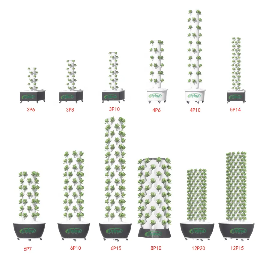 Lyine 2024 Agricultura vertical Torre hidropónica apilable comercial Jardín Sistema hidropónico vertical