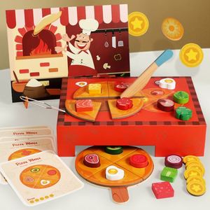 Juego de Tarjetas Educativas con Horno de Juguete, Juego de Imitación Montessori, Pizza de Madera para Niños de 3 Años en Adelante - Product Image 1