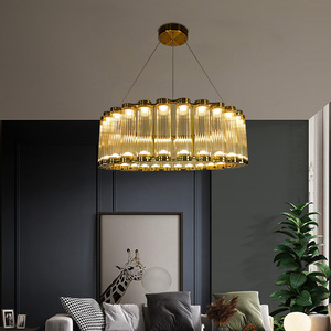 Modern Gold Chandelier Round <b>LED</b> Pendant <b>Light</b> For Living Room Dining Room Luxury Interior Lighting - Product Image 2