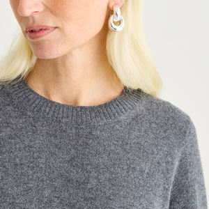 Pull en tricot uni confortable pour femme, décontracté, pour l'hiver, avec logo sur le devant, anti-froissement et respirant, polyester/coton - Product Image 3