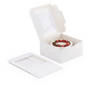 Caja de Papel Kraft Rígido Reciclable Ecológica de Alta Gama con Ventana Transparente de PET, Laminación Mate, Personalizada para Panadería, Pasteles, Sushi, Industria Alimentaria - Product Image 1