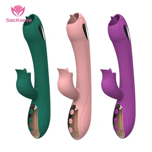 SacKnove Licking Tongue 10 Modes Vibration Electric Shock Pussy Stimulate Couple Vibrator Sex Toys For Woman Handheld