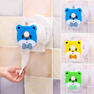 Porte-papier toilette créatif en forme de dessin animé, en plastique circulaire avec ventouse, pas de perçage requis, options de couleurs bleu, jaune, vert - Product Image 5