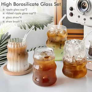 Vaso de Vidrio de Borosilicato de Pared Simple Personalizado, Soplado a Mano, para Café, con Diseño Ondulado, Apto para Alimentos, Libre de BPA, Apto para Lavavajillas - Product Image 3