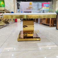 Meubles de salon, meuble TV, table basse, table basse en marbre doré miroir pour hôtel, tables basses modernes de luxe