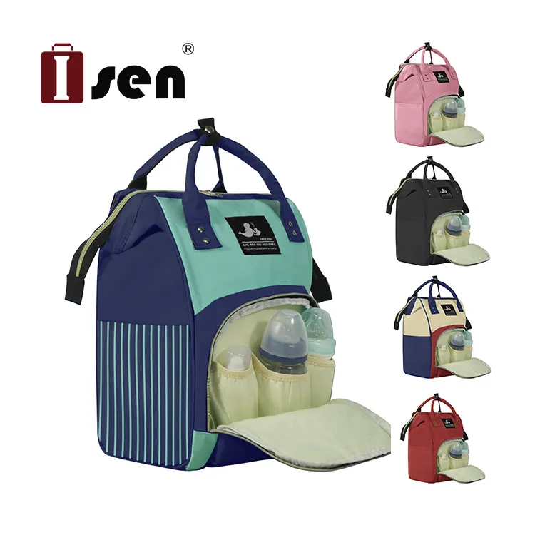 ISEN गर्म बिक्री बड़े क्षमता माँ बैग निविड़ अंधकार भंडारण डायपर बैग