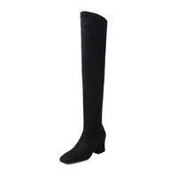 Bottes d'équitation montantes en cuir véritable pour l'hiver, à talon épais et à enfiler