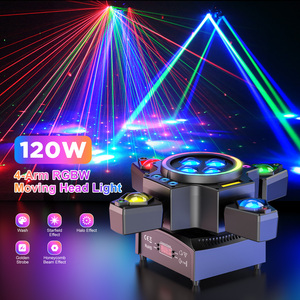 U'king 4 cánh tay BEE Eye Laser sân khấu Đảng ánh sáng 120W RGBW LED di chuyển đầu đèn <span class=keywords><strong>DMX</strong></span> 512 điều khiển bằng giọng nói cho DJ Bar vũ trường Câu lạc bộ - Product Image 2