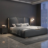 Meubles de chambre à coucher de luxe modernes, lits rembourrés doux, lit king size, ensemble de cadre de lit double, lit de mariage doux avec tiroirs, dernières conceptions