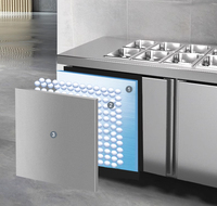 Table de buffet réfrigérée RTK Air Cooler, bar à salades sous comptoir, mobile, en acier inoxydable, contrôle numérique 201