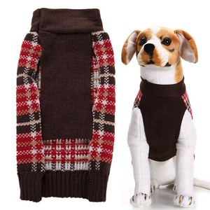 Grade xadrez clássico malha camisola do cão <span class=keywords><strong>XXL</strong></span> com lenço decorativo moda inverno Pet Jumper - Product Image 4